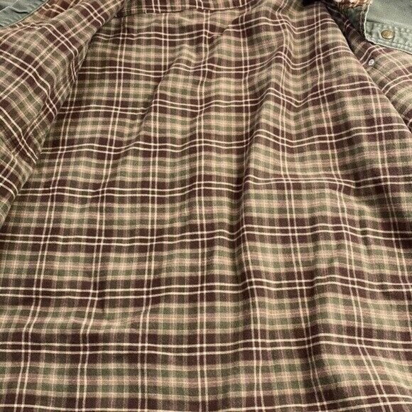 Vintage Carhartt Green Flannel Lined Snap Button Up Canvas Shirt Size XL Grunge - Picture 6 of 12